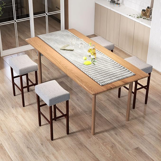 COSTWAY Counter Height Bar Stools Set of 4, 29.5-inch Backless Saddle Stools with Nailhead Trim, Rubber Wood Frame, Footrest, Max Load 330 Lbs, Upholstered Barstools for Kitchen Island Pub, Grey