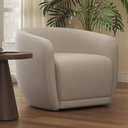 Leyu&Hafort Swivel Accent Chair, Upholstered Reading Armchair, Modern Living Room Chair, Club Living Room Chair for Bedroom, Office, Study, Apartment (Oatmeal)