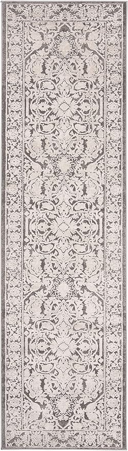 SAFAVIEH Reflection Collection Runner Rug - 2'3" x 6', Dark Grey & Cream, Non-Shedding & Easy Cleaning, Ideal for Living Room, Bedroom (RFT665B)