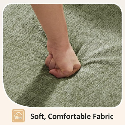 VANOMi 4 Seater Cloud Couches for Living Room with 2 Ottomans, 118" Modular Sectional Sofas & Couches, Comfy Chenille Cloud Sectional Couch Sofa for Apartment, Office, Green, U Shaped