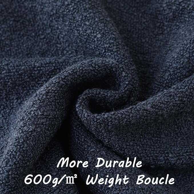 FUTEI Pack of 2 Navy Blue Decorative Throw Pillow Covers 26x26 Inch Soft Cozy Solid Boucle Textured Euro Pillow Shams,Modern Home Decor for Couch Bed Living Room