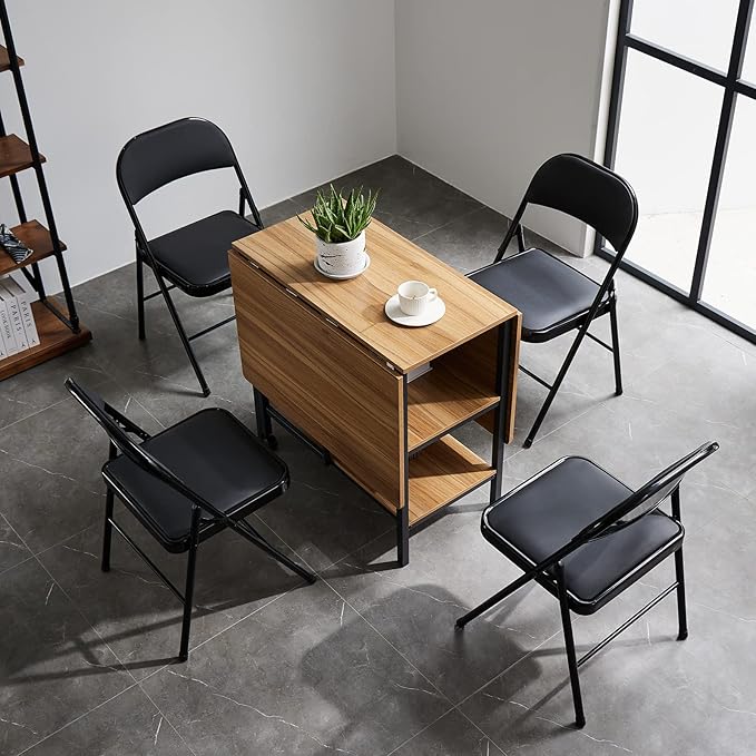 4 Pack Black Folding Chairs with Padded Seats, Portable Stackable Foldable Chairs for Indoor and Outdoor, Commercial Seat with Metal Frame for Events Office Wedding Party, 330lbs Capacity