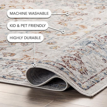 nuLOOM 3' x 5' Machine Washable Stain-Resistant Area Rug Medium Profile for Living Room, Bedroom, and Dining Room, Cady Beige
