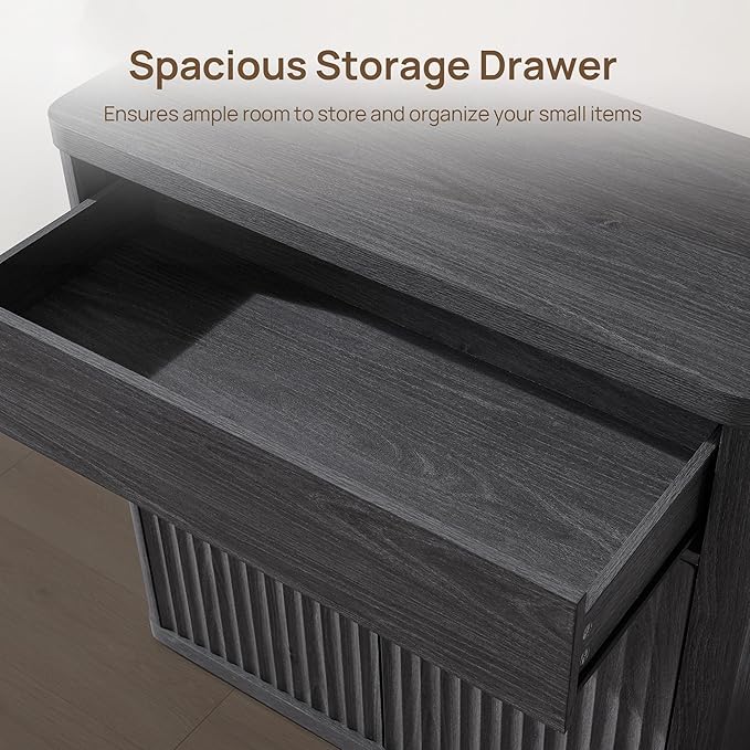 SICOTAS Buffet Cabinet with Storage - Accent Fluted Storage Cabinet with 4 Doors & 2 Drawers Sideboard Credenza Buffet Table Console Cabinets for Living Room Kitchen Dining Room Entryway Office