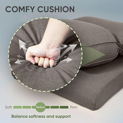 Outdoor Chair Cushion Set of 2, Waterproof Outdoor Seat Cushions 25x22, Patio Chair Cushions for Outdoor Furniture, Couch Cushion Replacement, Include 2 Back & 2 Seat Cushions, Smile/Grey