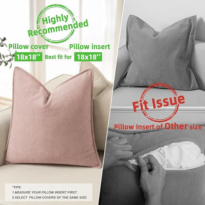 ZWJD Dusty Pink Pillow Covers 18x18 Set of 2 Chenille Throw Pillow Covers with Elegant Design Soft and Luxurious Decorative Throw Pillows for Couch, Bed, and Home Decor