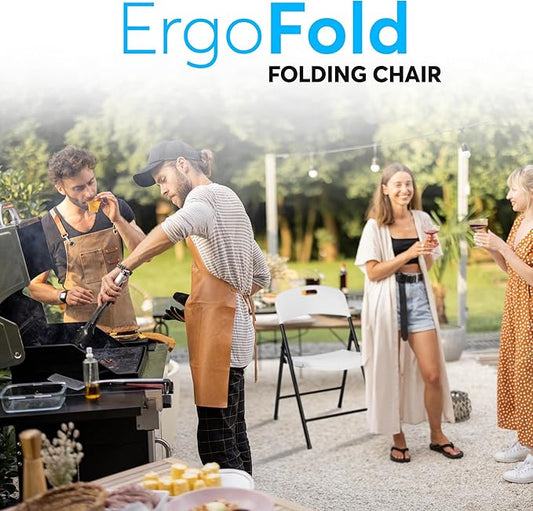Oline Folding Chair, Indoor Outdoor Plastic Commercial Stackable Foldable Guest Chairs for Events Office Wedding Party Picnic Kitchen Dining, 350lb Capacity (White, 2 Pack)