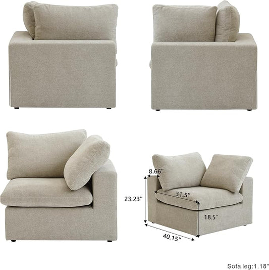 Cloud Modular Sectional Sofa for Livingroom,Large Down Filled Comfort Corner Sectional Sofa Couch Wide Deep Seat Convertible Couches for Office Apartment,V Shaped,Khaki