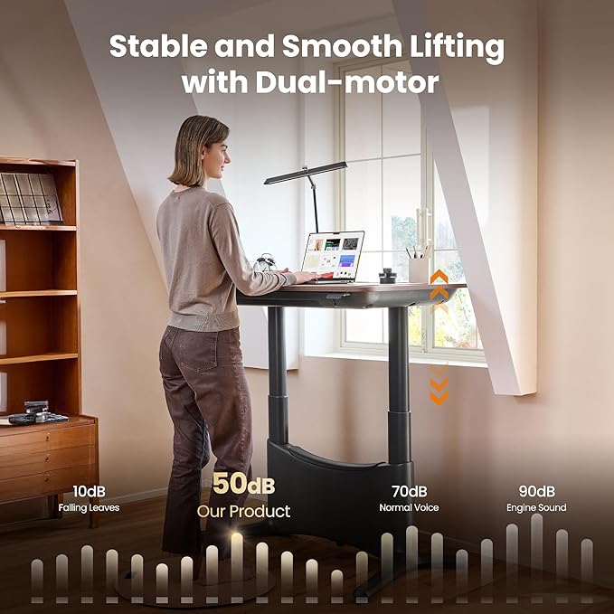 COLAMY Electric Standing Desk, Whole-Piece Gaming Desk with Dual Motors, Ergonomic Footrest, Drawers for Storage, Adjustable Height Sit-Stand Desk for Home Office (MFC Desktop, Light Maple + White)