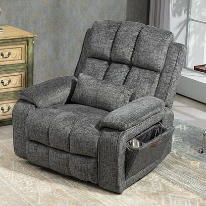 Power Lift Recliner Chairs for Elderly - Infinite Position Lay Flat Recliner with Heat & Massage Side Storage Cup Holder - USB Type C Charging - Dual Motor Lift Chair 400 lbs