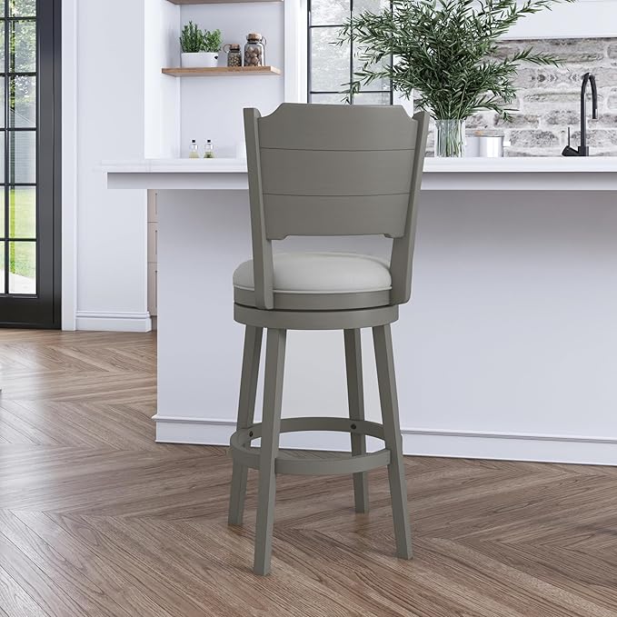 Hillsdale Clarion Wood Swivel Bar Height Stool, Distressed Gray