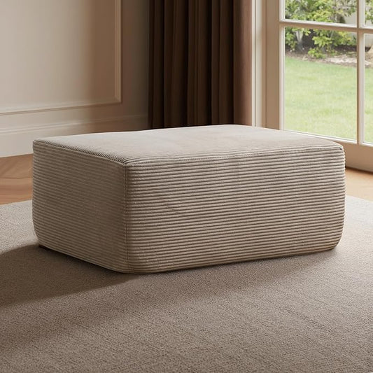 Removable Ottoman Can be Footrest Or Side Table, Idea for Living Room Bedroom Balcony(Corduroy Fabric, Camel)