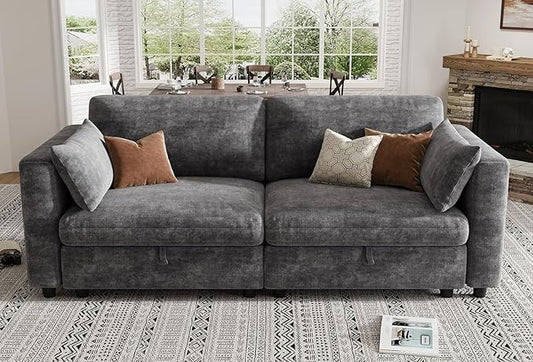 KKL Modular Sectional Sofa Couches for Living Room, Loveseat Sofa Couch with Adjustable Backrest, 2 Seater Sofa Couch with Comfy Cushion, Chenille, Grey