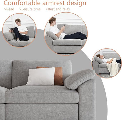 EASE MOOSE Oversized L Shape Sectional Couch,Extra Large Deep seat Gray Sectional Modular Sofa for Living Room,Light Gray