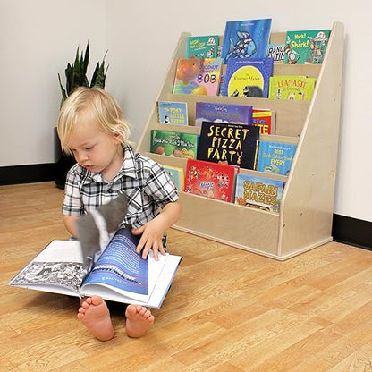 Factory Direct Partners 13132-NT Birch Book Display Stand, 5-Shelf Storage for Kid"s Books and Magazines for Bedroom, Playroom, Daycare, Preschool or Classroom - Natural