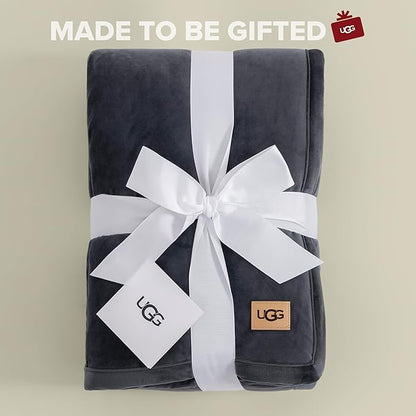 UGG Bliss Throw Blanket Plush Soft Fleece Fluffy Blankets for Bed or Couch Oversized Warm Reversible Machine Washable Medium Weight Home Decor Giftable Throw, 50-inch x 70-inch, Imperial Blue