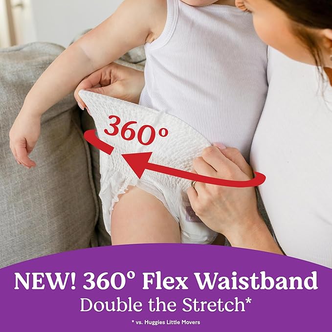 Huggies Size 5 Baby Diapers, Little Movers HuggFit 360° Baby Diapers with 360° Waistband, Size 5 (27+ lbs), 100 Count, Packaging May Vary