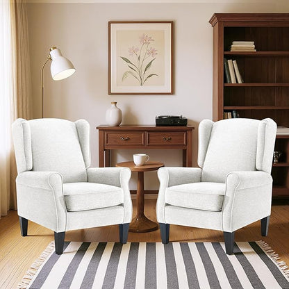 Accent Chair Set of 2, Modern Living Room Chairs with Wingback, Comfy Upholstered High Back Single Sofa for Bedroom, Mid-Century Reading Armchair Sillas para Sala