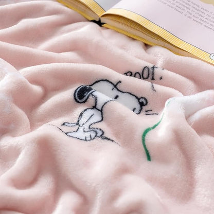Berkshire Blanket Peanuts® VelvetLoft® Cute Character Snoopy Plush Blanket,Make a Wish Spring Pink,Full/Queen 90 in x 90 in (Official Peanuts® Product)
