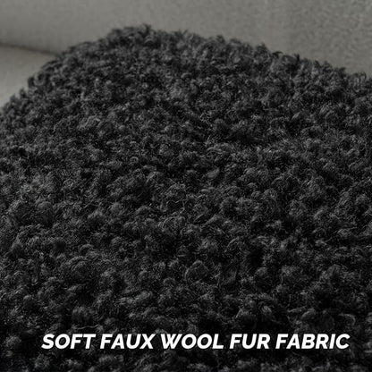 FUTEI Black Decorative Throw Pillow Covers 20x20 Inch Set of 2,Soft Fluffy Faux Wool Fur Boucle Textured Cushion Case,Modern Home Decor for Couch Bed Living Room Office