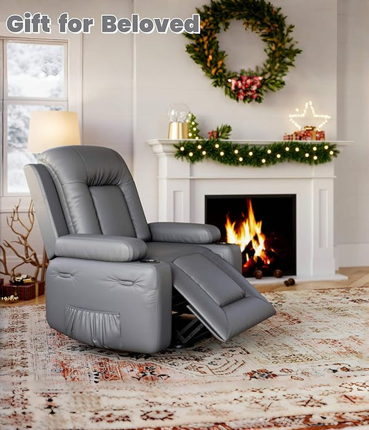 GarveeHome Power Lift Recliner Chair - Heat and Massage, Faux PU Electric Lift Recliner for Elderly & Mobility Impaired, Adjustable Back and Legs, Heavy Duty Lift Chair for Seniors