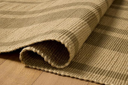 Loloi Leanne Ford Weatherstaff Collection WTS-03 Natural/Olive 2'-3" x 3'-9" Accent Rug Jute, Striped, Neutral, Entryway, Mudroom, Bathroom, and Kitchen