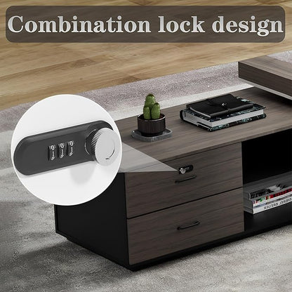 Modern Large Desk, Modern L-shaped Desk With Side Cabinets, Executive Desk With Combination Lock Drawer, Business Furniture Desk With Simple Cable Management (chair Not Included)(63x29.5x102.3inch)