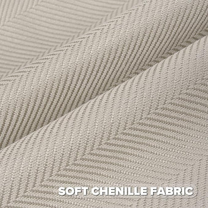 FUTEI Beige Chenille Throw Pillow Covers 16x16 Inch Set of 2,Soft Wide Chevron Textured Cushion Case,Farmhouse Home Decor for Couch Bed Living Room