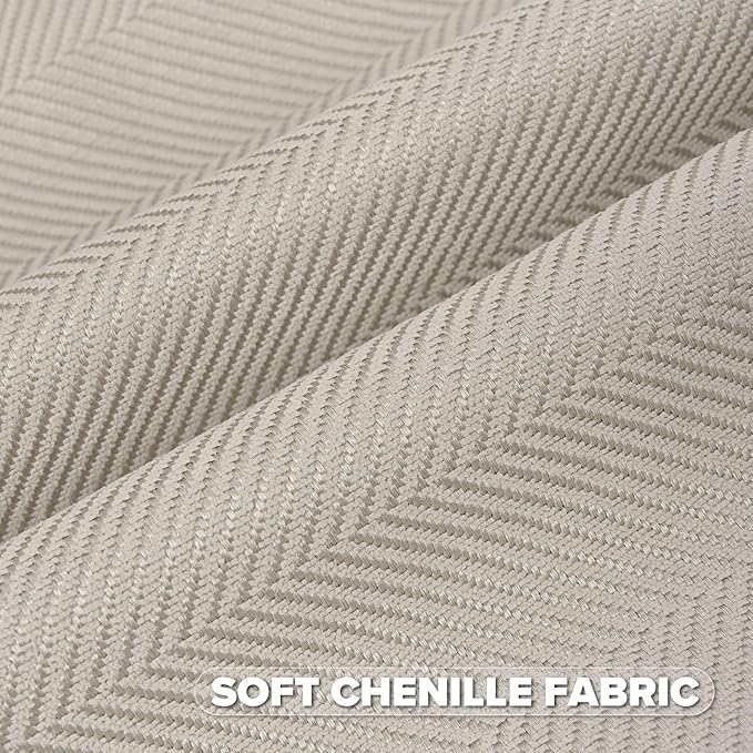 FUTEI Beige Chenille Throw Pillow Covers 18x18 Inch Set of 2,Soft Wide Chevron Textured Cushion Case,Farmhouse Home Decor for Couch Bed Living Room