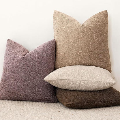 Foindtower Pack of 2 Textured Boucle Throw Pillow Covers Accent Solid Decorative Lumbar Pillow Cases Cozy Soft Couch Cushion Case for Chair Sofa Bedroom Living Room Home Decor 12x20 Inch Dark Purple