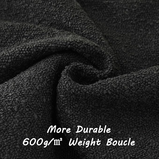 FUTEI Pack of 2 Black Decorative Throw Pillow Covers 18x18 Inch Soft Cozy Solid Boucle Textured Cushion Case,Modern Home Decor for Couch Bed Living Room