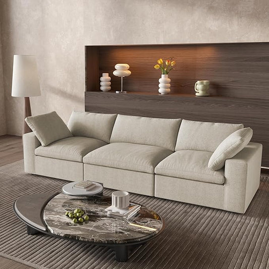 WJShome Sectional Sofa Couch,Cloud Modular Couch,Oversized 3-Seater Minimalist Sofa,120.6inch Convertible Deep Seat for Modern Living Room,Cover Removable & Washable