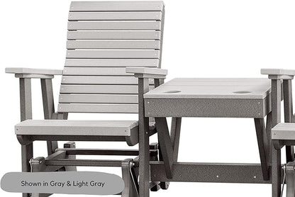 DutchCrafters Modern Horizontal Slat High Back Poly Double Glider Chairs with Center Table Outdoor Patio Furniture (Black & Cedar)