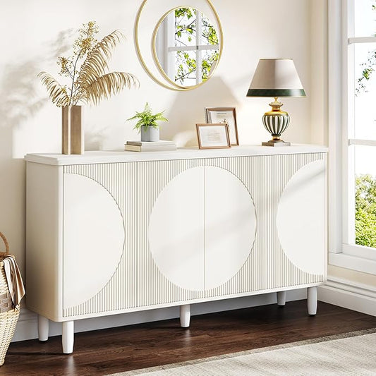 Tribesigns Buffet Cabinet Sideboard with Storage, Large Storage Cabinet Sideboard Buffet Table with Doors for Living Room Kitchen Dining Room (White)