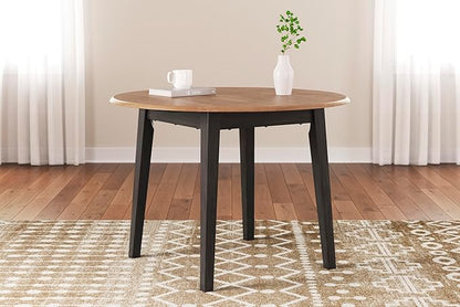 Signature Design by Ashley Gesthaven Contemporary Dining Drop Leaf Table with 4 Legs, Light Brown & Dark Brown