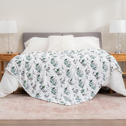 Berkshire Blanket Peanuts® VelvetLoft® Cute Character Snoopy Plush Blanket,Snoopy Desert Travel White,Full/Queen 90 in x 90 in (Official Peanuts® Product)