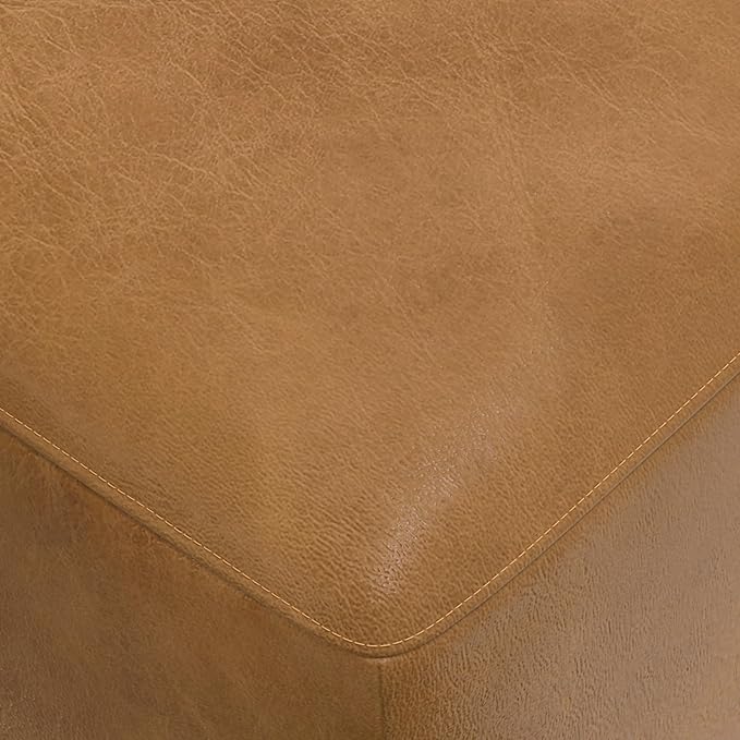 SIMPLIHOME Rex Modular Sofa and Ottoman Set in Full-Grain Genuine Leather, Sienna, 88-inch-Wide 2-Seater Leather Couch and Matching 34-inch-Wide Table Ottoman for Living Room