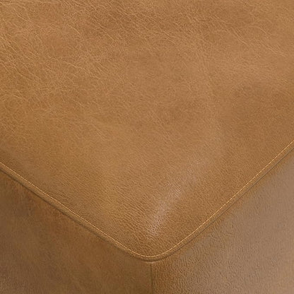 SIMPLIHOME Rex Modular Sofa and Ottoman Set in Full-Grain Genuine Leather, Sienna, 88-inch-Wide 2-Seater Leather Couch and Matching 34-inch-Wide Table Ottoman for Living Room