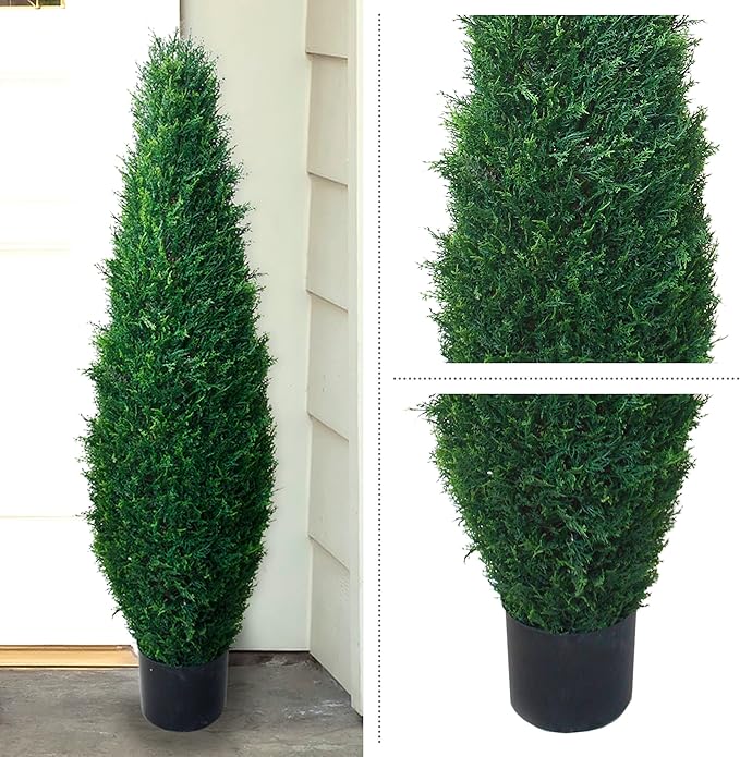 Pure Garden Artificial Topiary - 41" Tall Cypress Tree Shrub - Outdoor Decor - Faux Trees for Planters