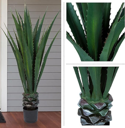 Pure Garden Giant Agave Fake Plant - 52-Inch Faux Succulent with Pot - Modern Artificial Trees for Home Decor Indoor and Outdoor Blend Southwestern Style