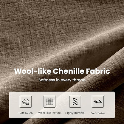 PHI VILLA Oversized Single Sofa with Deep Seat, Armchair for Small Spaces Bedroom Reading Modern, 1 Seater Comfy Reading Accent Chair, Chenille Fabric, Taupe