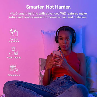 HALO 4" Smart Wi-Fi® Recessed LED Light Powered by WiZ Pro, Dimmable Full Color w/SpaceSense® Motion, Smart Home Ready - RL4069WZRGBWWHR