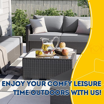 AAAAAcessories Outdoor Deep Seat Cushions, Waterproof, Fade-Resistant Patio Furniture Replacement Cushions, 23.5" x 25.5" x 5" + 23.5" x 13.5", Set of 4, Gray