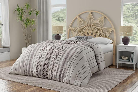 Kouboo Sunflower Rattan Twin Headboard Bedroom Bedroom Furniture Headboard Twin Size Tropical Decor Bohemian Decor Natural