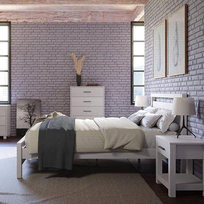 Grain Wood Furniture Loft Full Size Solid Wood Bed, Brushed White
