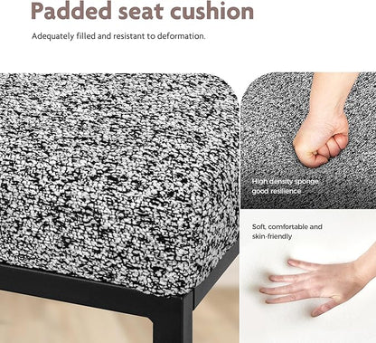 ALPHA HOME 24" Bar Stools Set of 2 Kitchen Counter Stools with Back, Counter Height Stools with Upholstered Footrest for Kitchen Island, Metal Steel Frame, Chenille, Gray