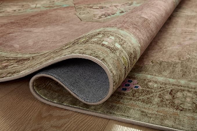 Loloi Magnolia Home by Joanna Gaines Sinclair Collection SIN-06 Clay/Tobacco 3'-6" x 5'-6", .25" Pile Height, Machine Washable, Accent Rug