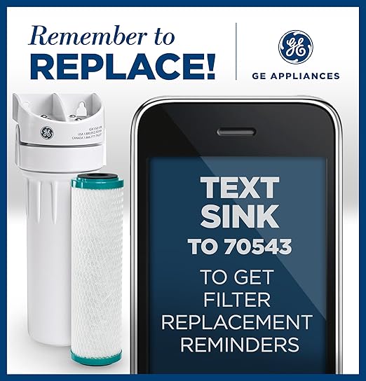 GE Premium Single Stage Drinking Water System Replacement Filter, Fits GX1S01R Under Sink Filtration System, Replace Every 6 Months, FXUVC