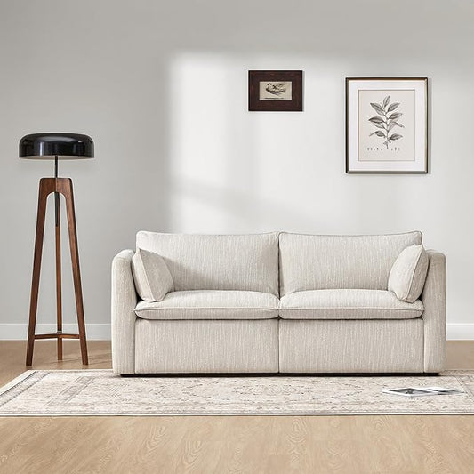 CHITA Luxury Oversized Loveseat Sectional Sofa Couch, Premium Down Filled Modular Sectional Sofa, FSC Certified, 80‘’ Width, 2 Seat Cloud Couch for Living Room, Snow
