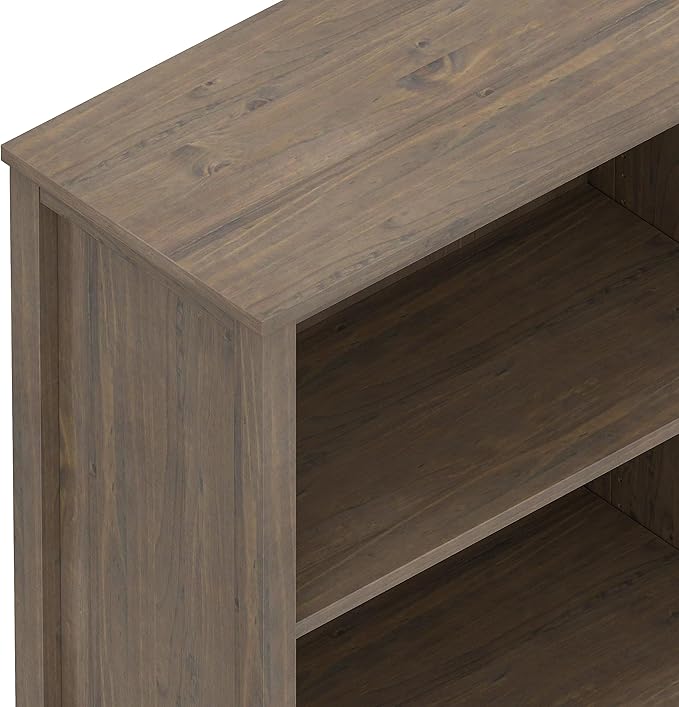 SIMPLIHOME Ela Bookcase - 72 inch Tall 5-Shelf Solid Wood Bookshelf in Smoky Brown, Transitional Storage for Living Room, Study Room or Office with Open Design and Sleek Panel Detailing